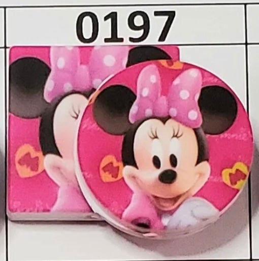 0197 a- Mouse Girl Pink Square Focal Bead