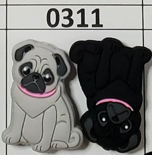 0311 b - Pug Dog Black   Focal Bead