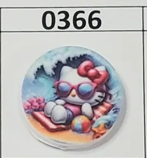 0366-  HK Kitty Beach Round Focal Bead