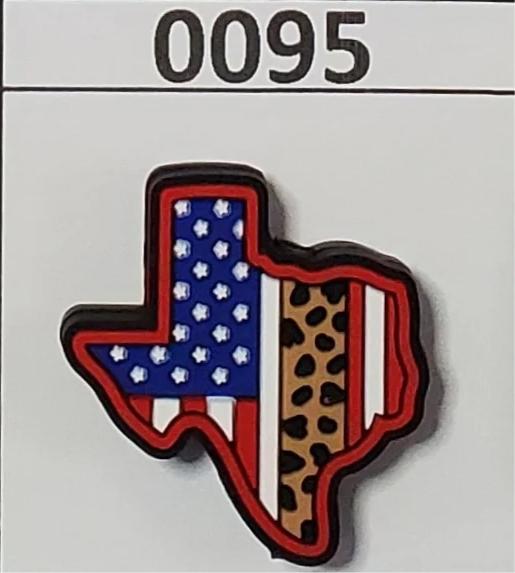 0095- State of Texas Flag with Leopard Focal Bead