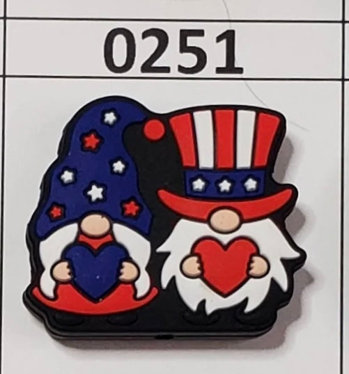 0251- Red White Blue Gnomes Focal Bead