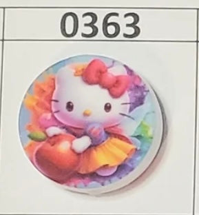 0363-  HK Kitty Apple Round Focal Bead