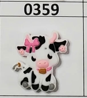 0359-  Cow with Pink Bow Focal Bead