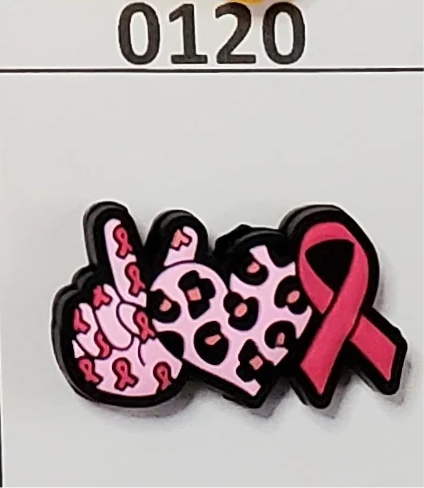 0120- Peace Love Cancer Ribbon Focal Bead