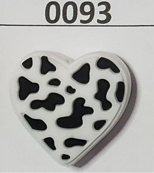 0093- Cow Print Heart Focal Bead