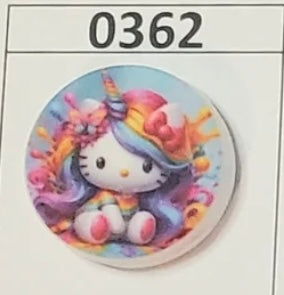 0362-  HK Kitty Unicorn Round Focal Bead