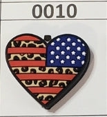 0010- Flag Heart Focal Bead