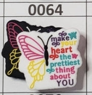 0064 Blk- Make your Heart the Prettiest Thing About You Focal Bead